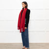 Brora Red Fringed Cashmere Scarf