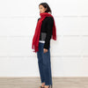 Brora Red Fringed Cashmere Scarf