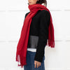 Brora Red Fringed Cashmere Scarf
