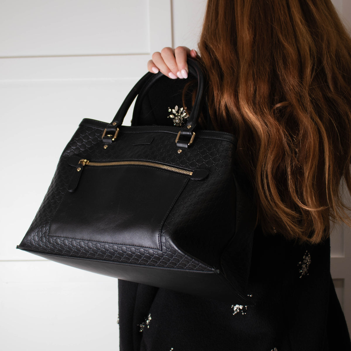 Gucci Black Micro Guccisimma Tote Bag