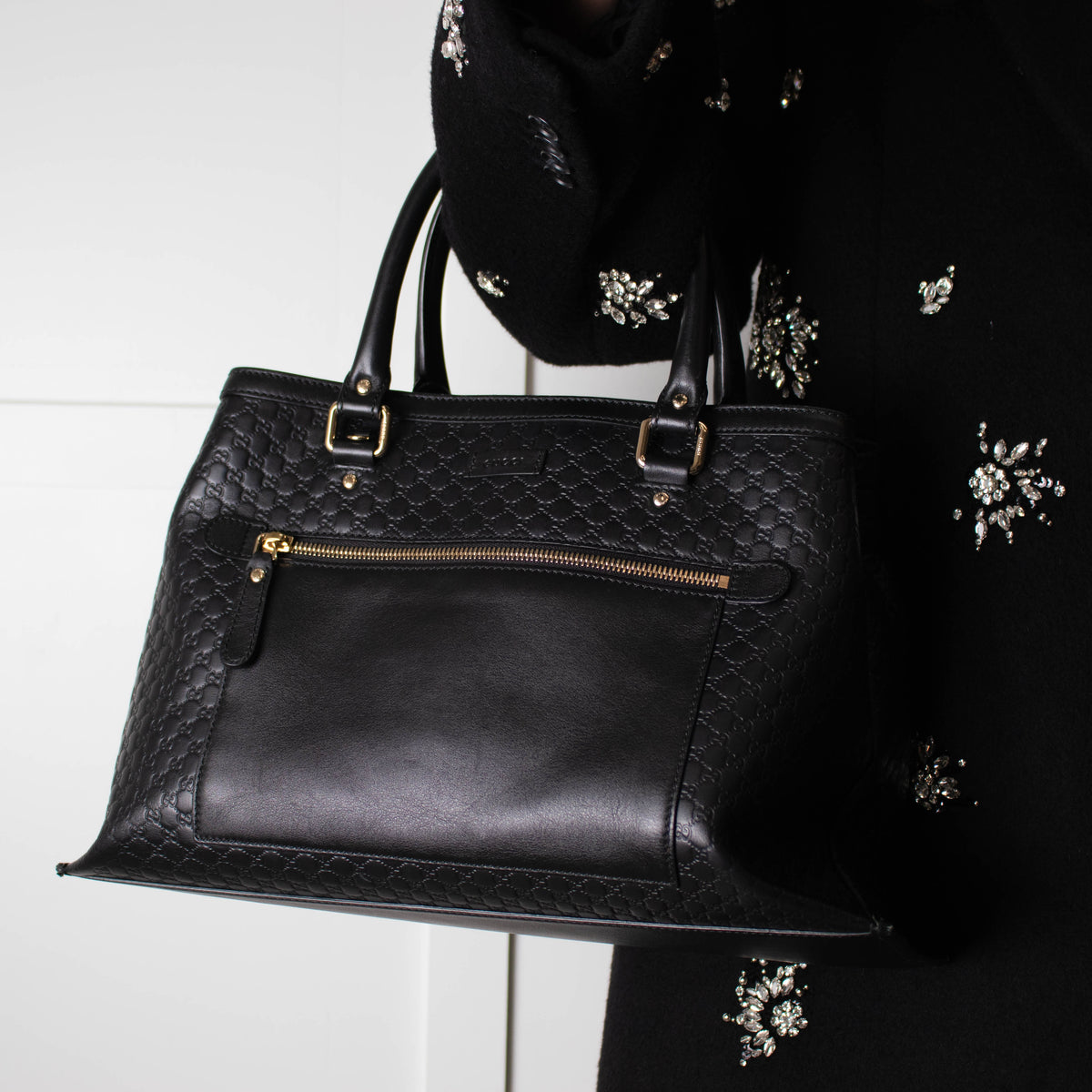 Gucci Black Micro Guccisimma Tote Bag