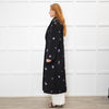 Simkhai Black Wool Blend Crystal Flower Black Sequin Detail Long Coat