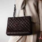 Chanel Chocolate Brown Caviar Leather Grand Shopper Tote