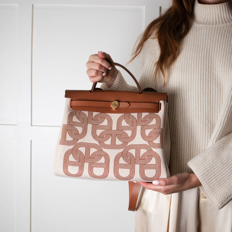 Hermes Ecru Chaine D'ancre Canvas Herbag Zip 31 Bag
