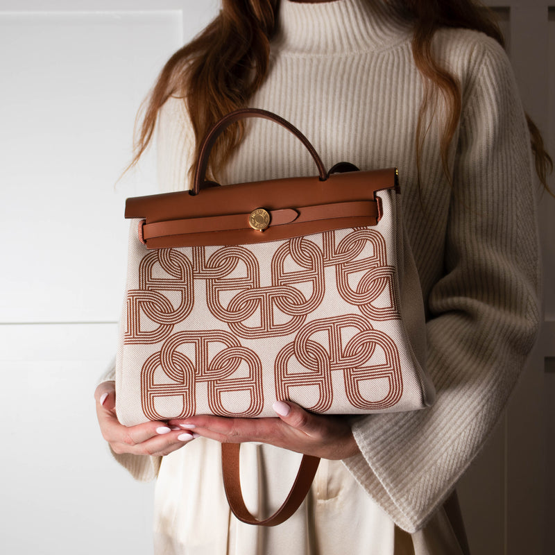 Hermes Ecru Chaine D'ancre Canvas Herbag Zip 31 Bag