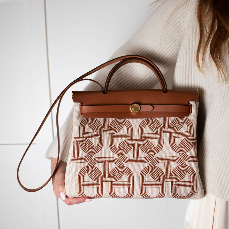 Hermes Ecru Chaine D'ancre Canvas Herbag Zip 31 Bag