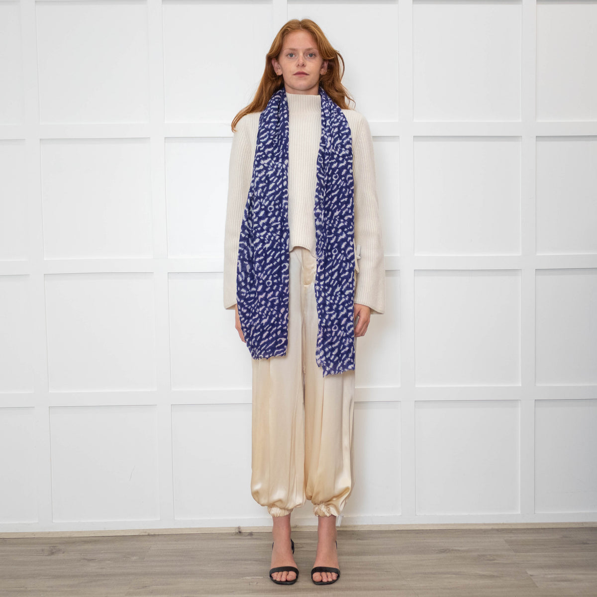 Mercy Delta Blue Pale Pink Animal Print Scarf