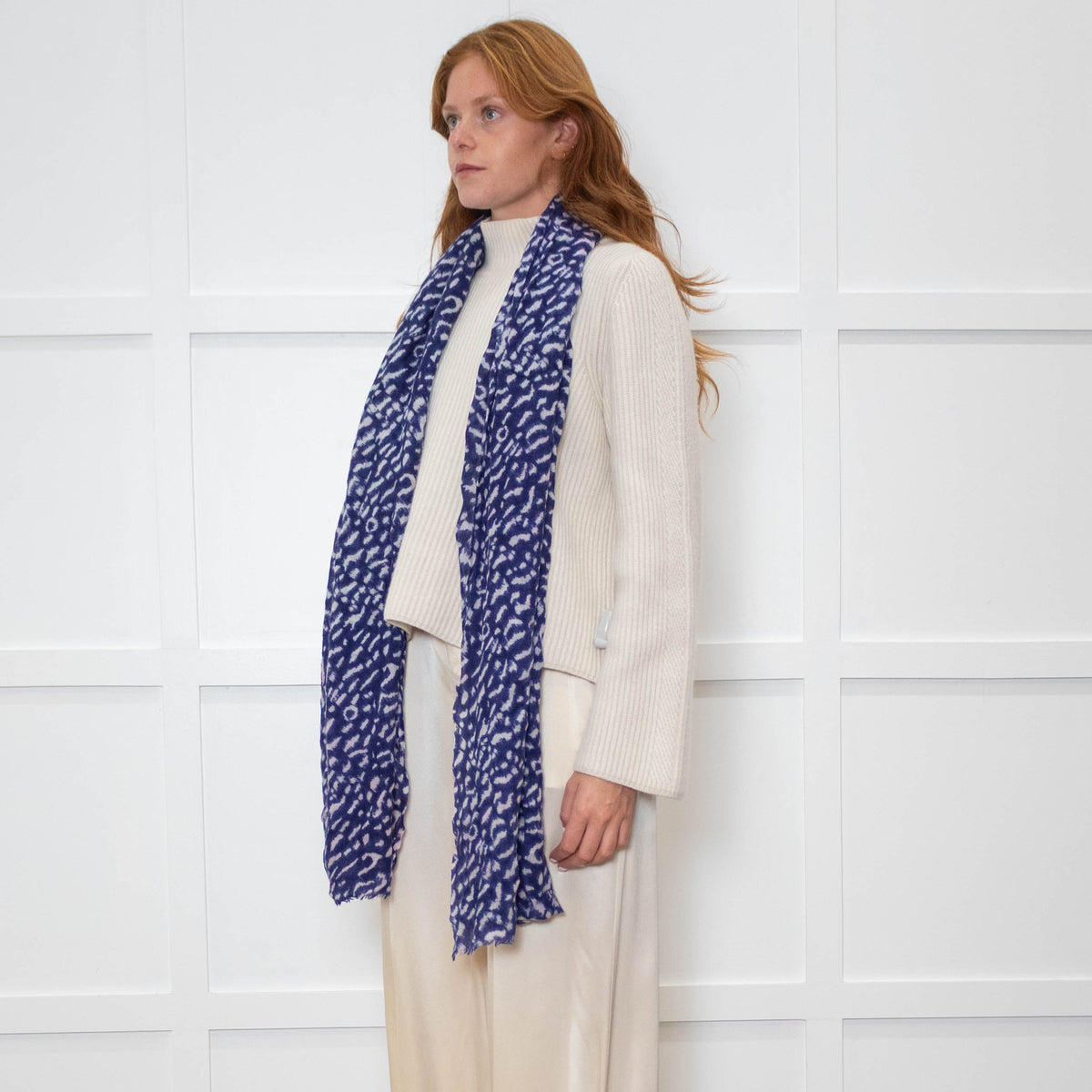 Mercy Delta Blue Pale Pink Animal Print Scarf