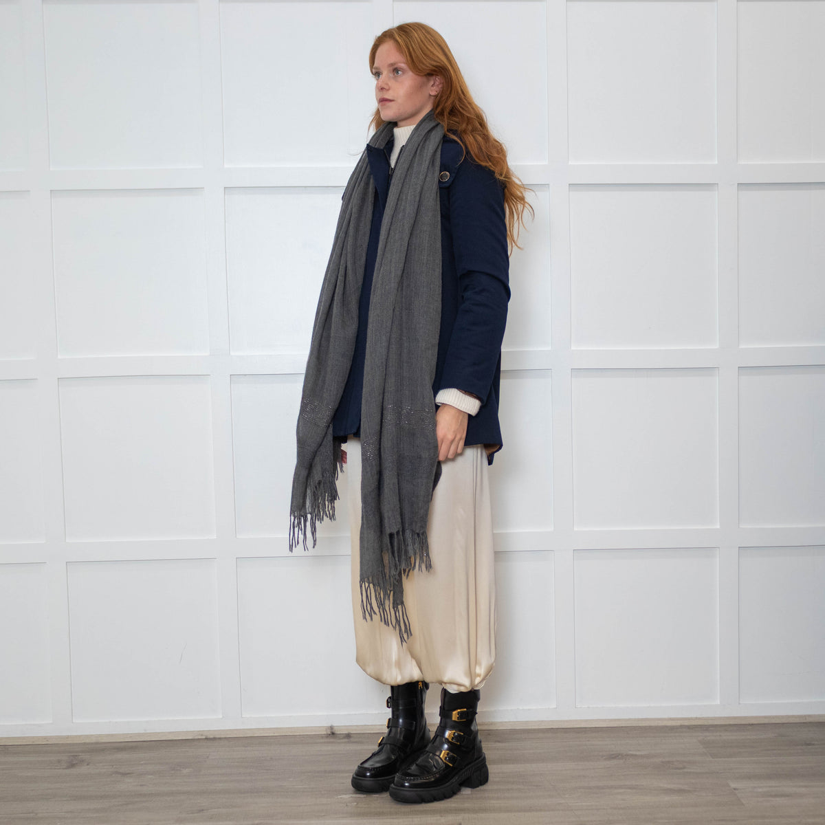 Brunello Cucinelli Grey 100% Cashmere Shawl