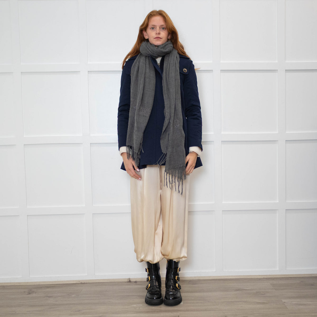 Brunello Cucinelli Grey 100% Cashmere Shawl