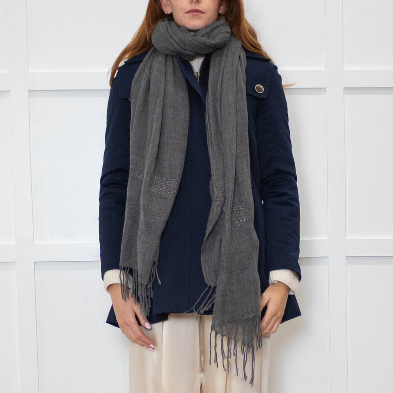 Brunello Cucinelli Grey 100% Cashmere Shawl