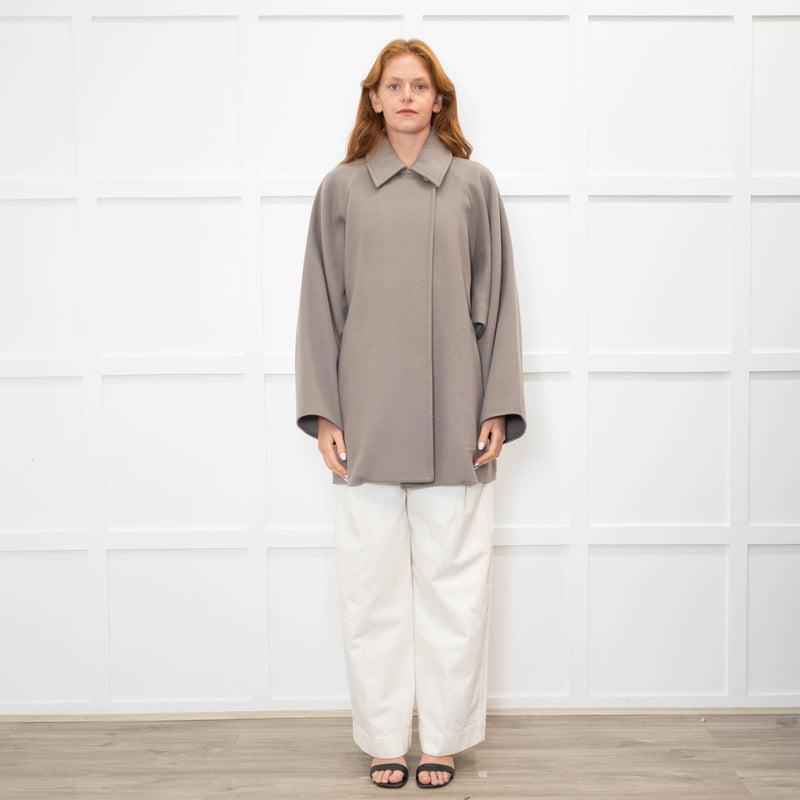 Max Mara Taupe Cashmere Blend Oversized Short Coat