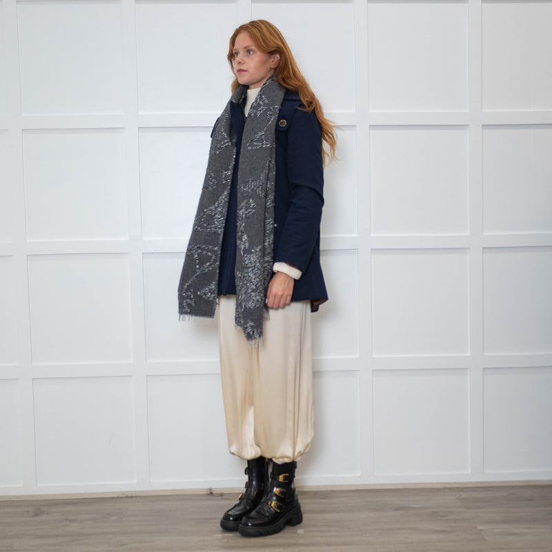 Vivienne Westwood Grey Sparkle Wool Mix Scarf