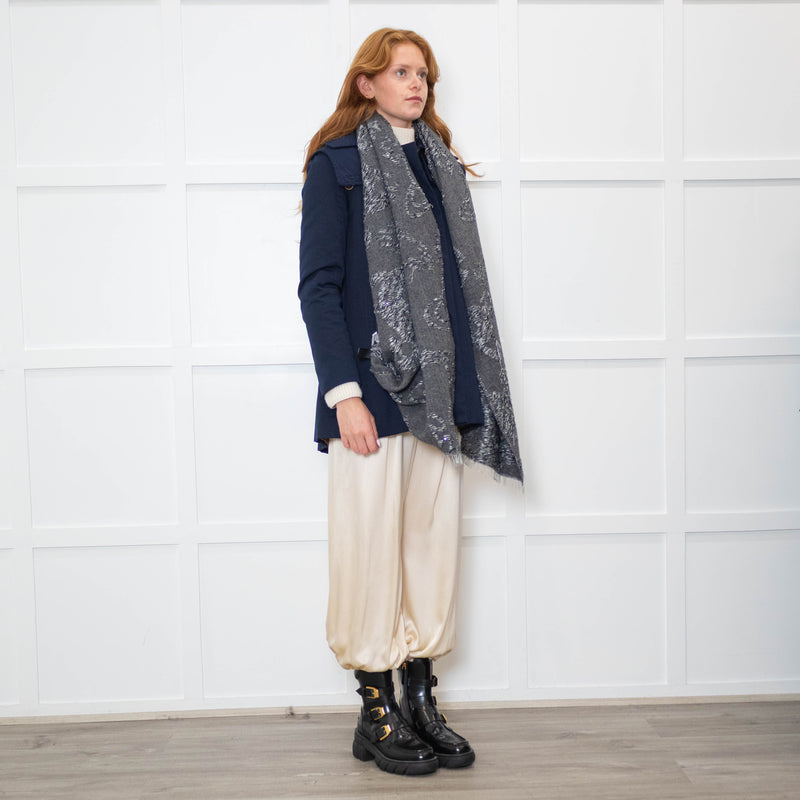 Vivienne Westwood Grey Sparkle Wool Mix Scarf