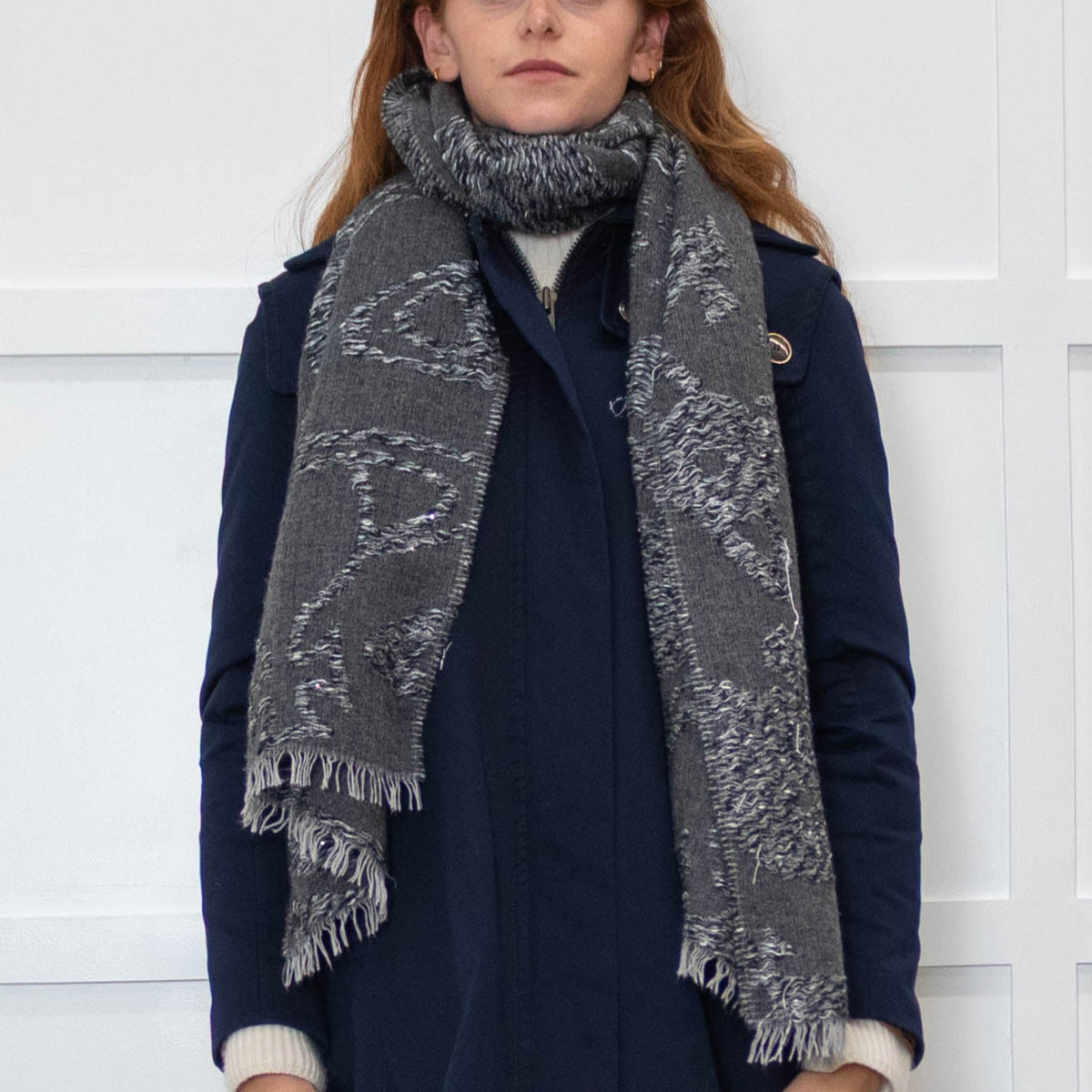 Vivienne Westwood Grey Sparkle Wool Mix Scarf