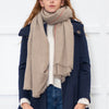 Isabel Marant Brown Cashmere Scarf with Red Trim