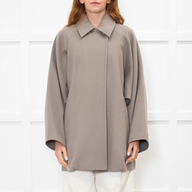 Max Mara Taupe Cashmere Blend Oversized Short Coat