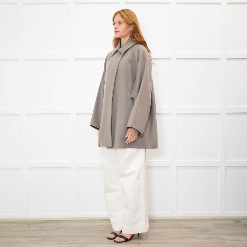 Max Mara Taupe Cashmere Blend Oversized Short Coat