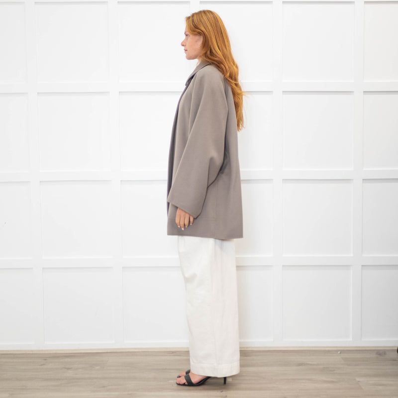 Max Mara Taupe Cashmere Blend Oversized Short Coat