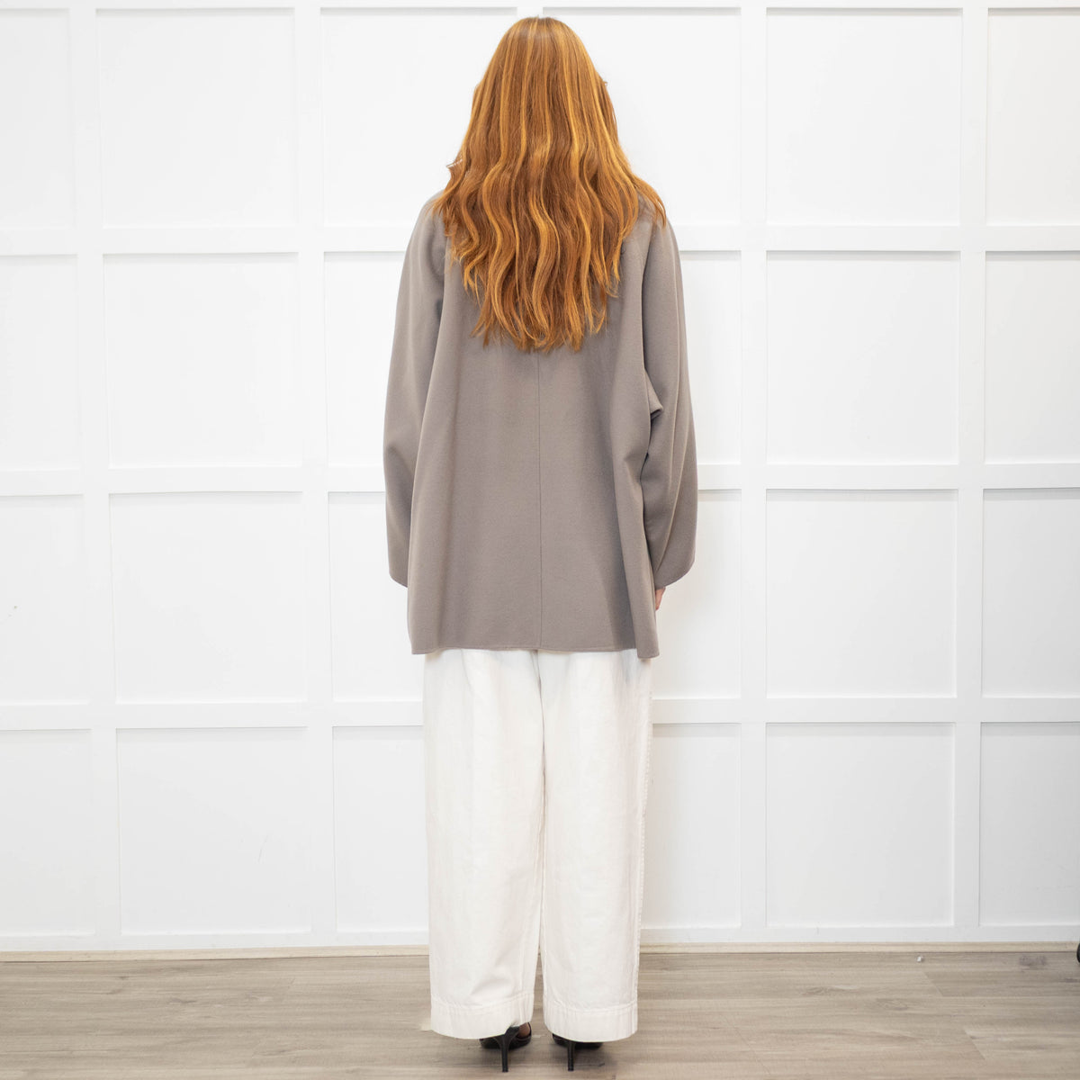 Max Mara Taupe Cashmere Blend Oversized Short Coat