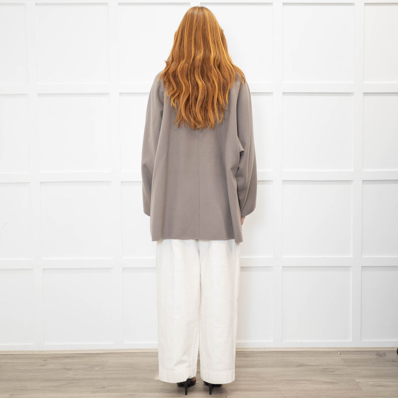 Max Mara Taupe Cashmere Blend Oversized Short Coat