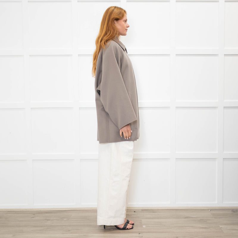 Max Mara Taupe Cashmere Blend Oversized Short Coat