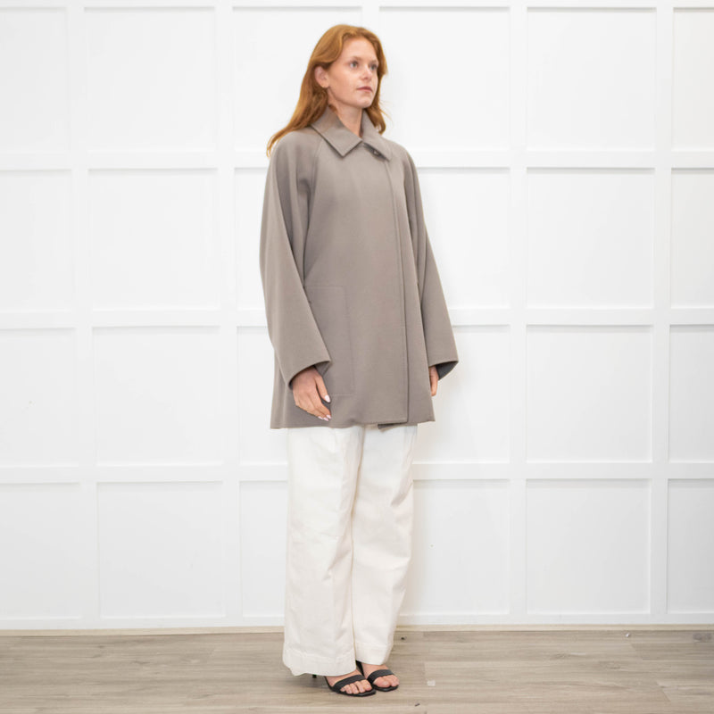 Max Mara Taupe Cashmere Blend Oversized Short Coat