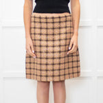 Gucci Brown & Pink Tweed Skirt With Metallic Lurex Thread