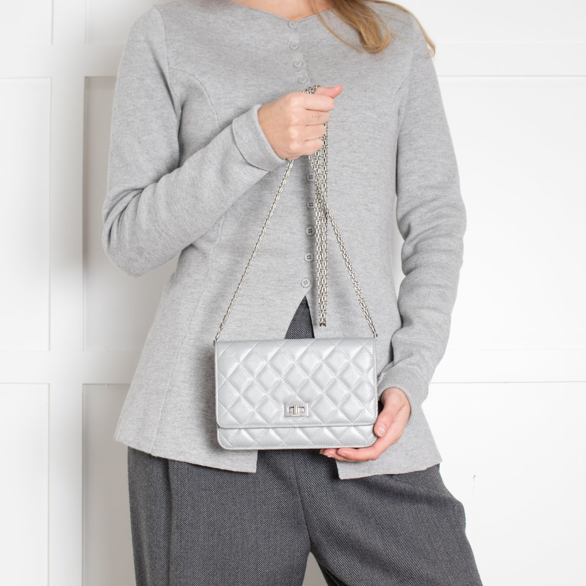 Chanel Silver WOC 2.55 Re-Edition with Box