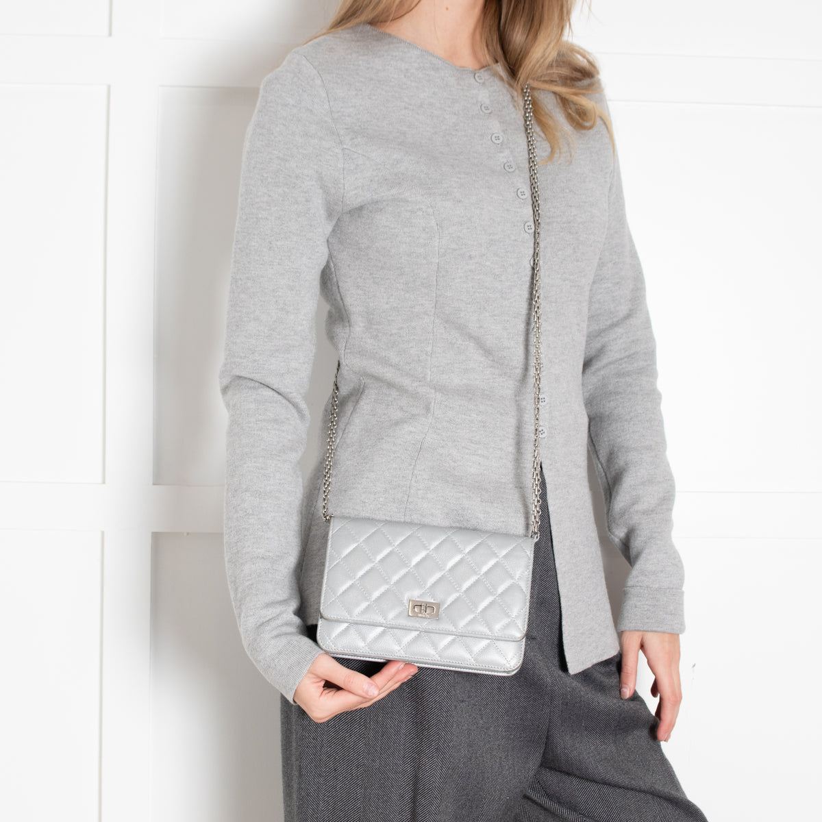 Chanel Silver WOC 2.55 Re-Edition with Box