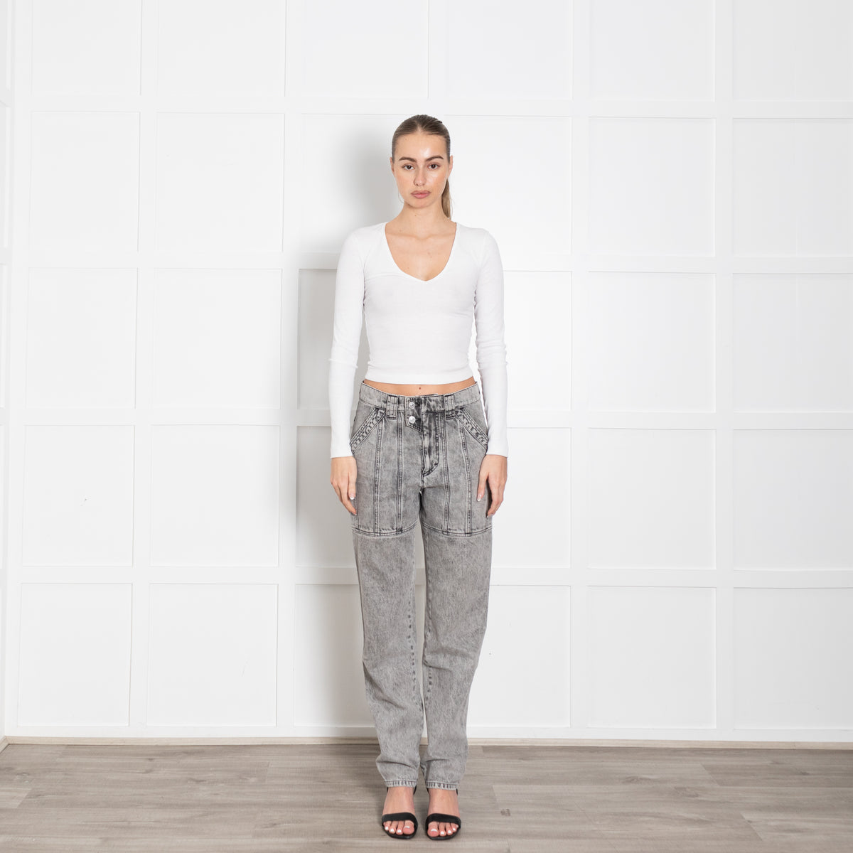 Isabel Marant Etoile Grey Acid Wash High Waisted Jeans