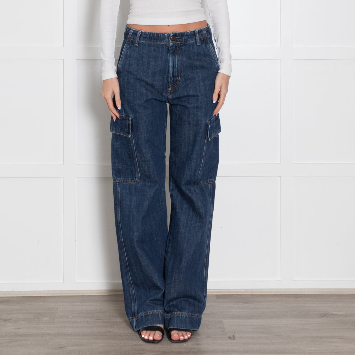 Weekend Max Mara Blue Denim Cargo Jeans