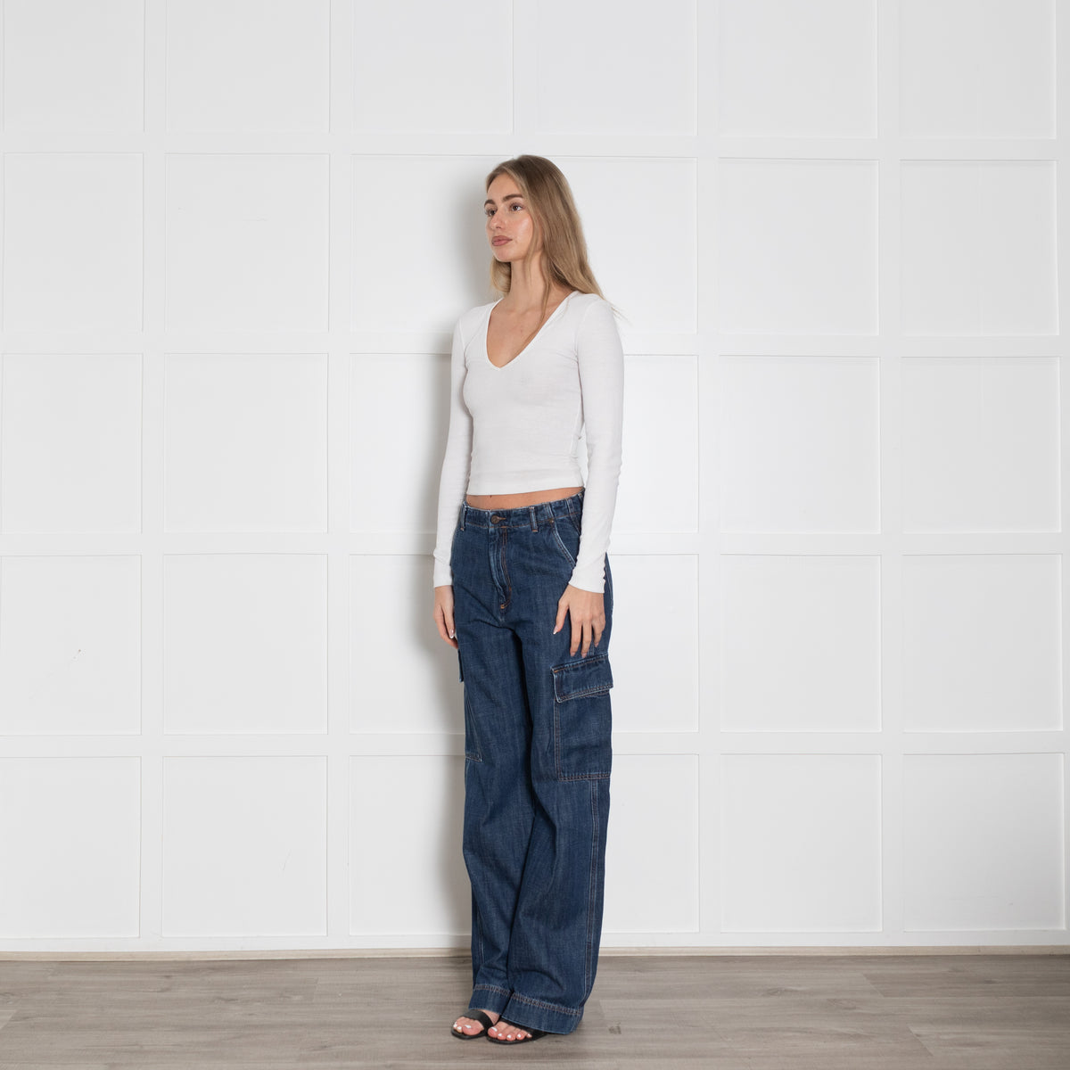 Weekend Max Mara Blue Denim Cargo Jeans