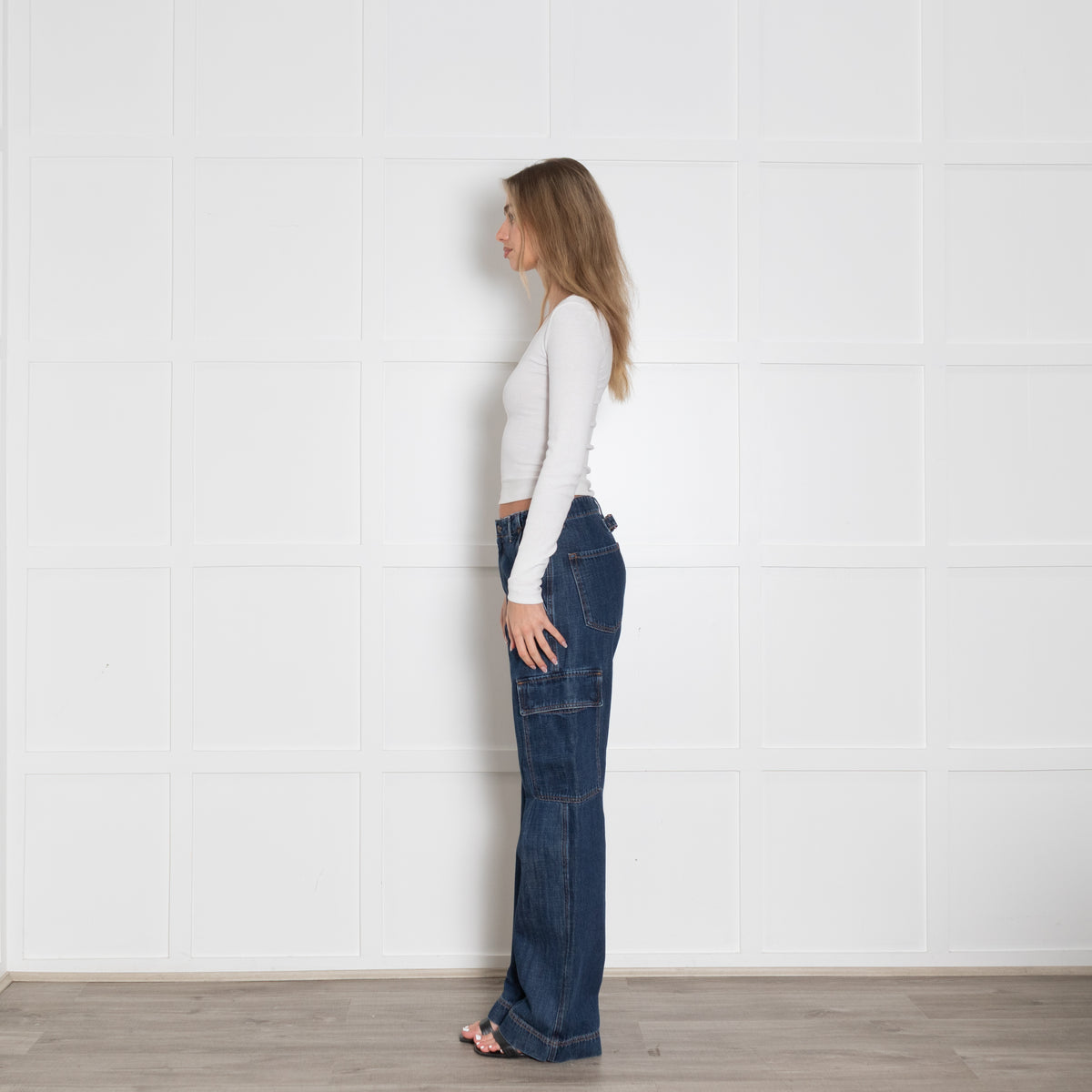 Weekend Max Mara Blue Denim Cargo Jeans