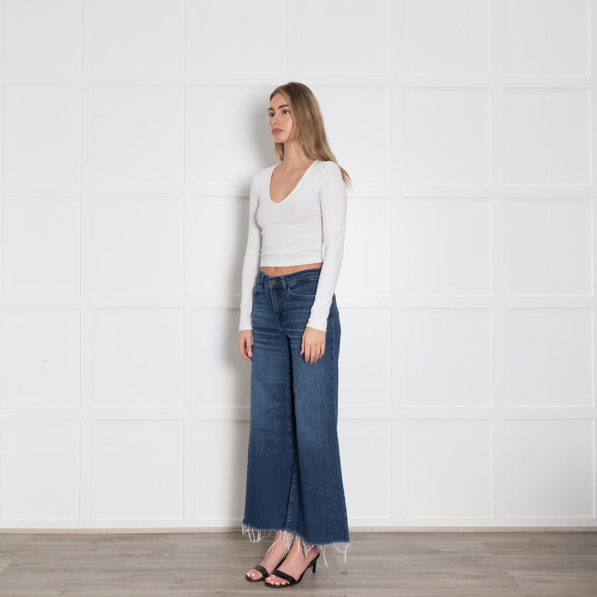 Frame Blue Flared Raw Edge Jeans