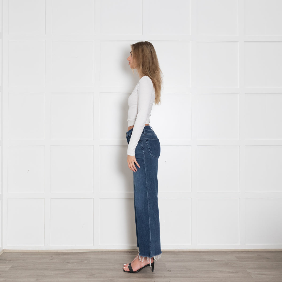 Frame Blue Flared Raw Edge Jeans