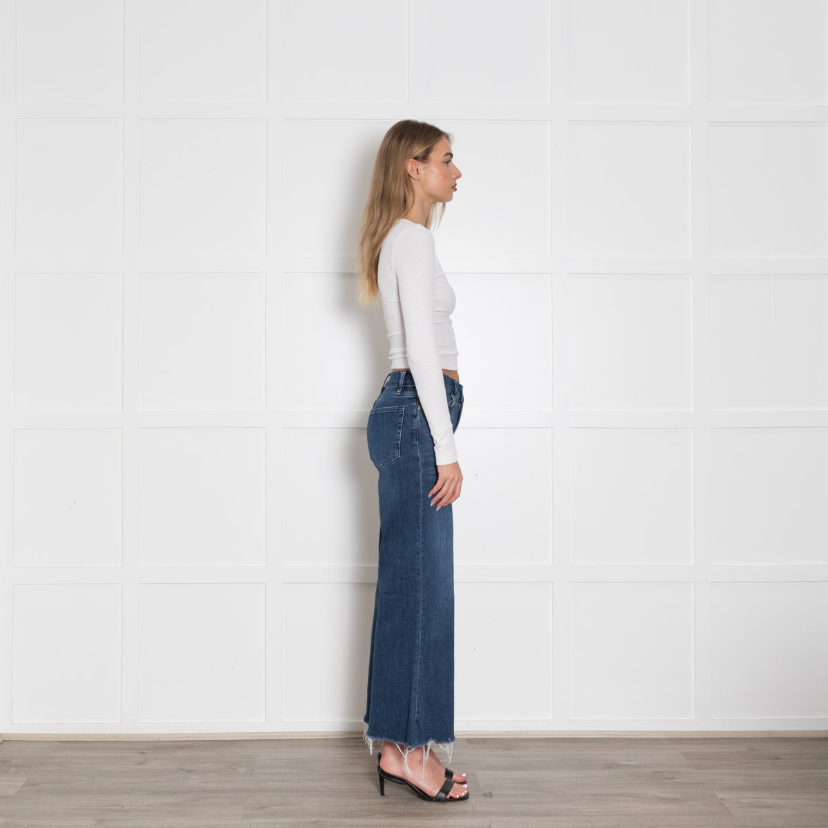 Frame Blue Flared Raw Edge Jeans