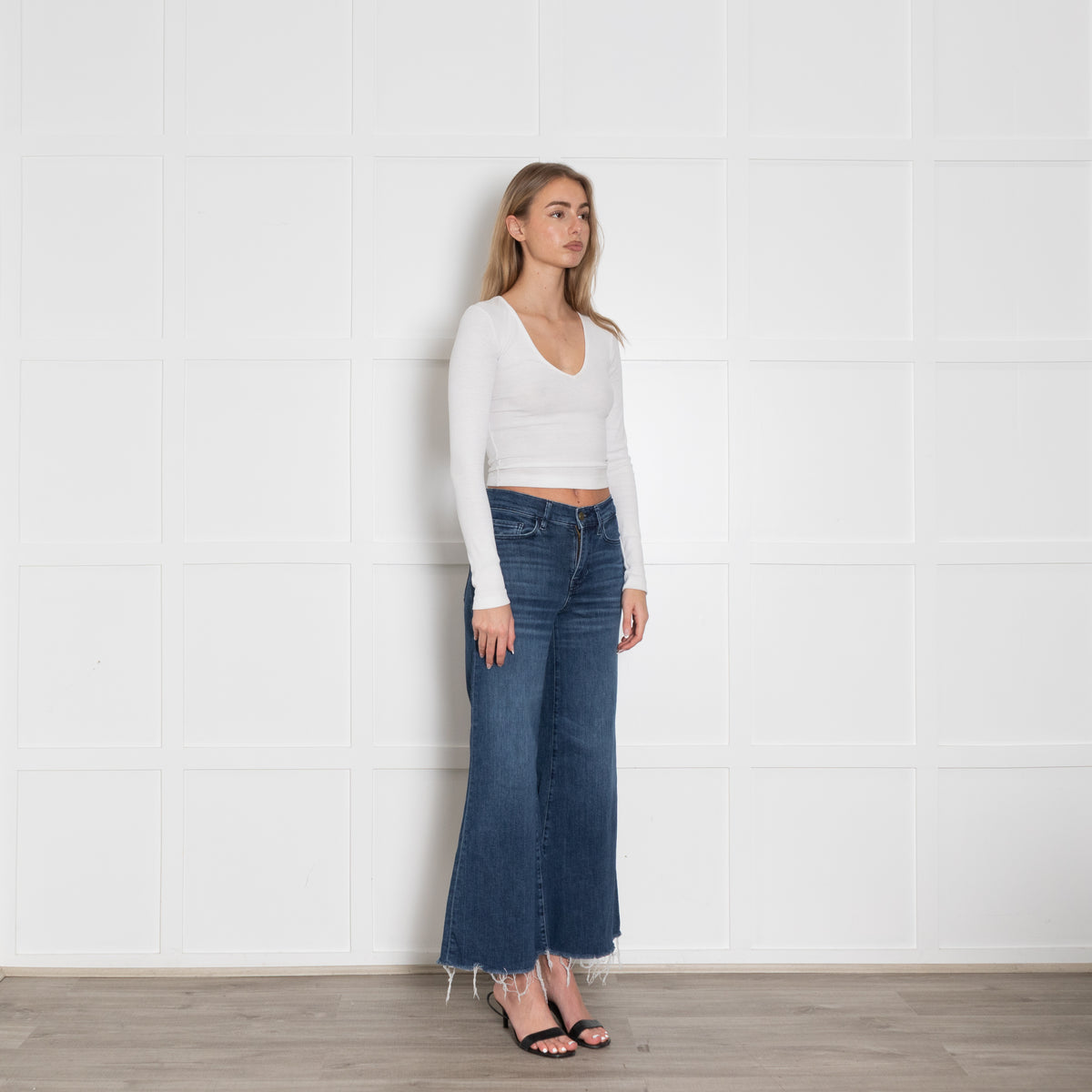 Frame Blue Flared Raw Edge Jeans