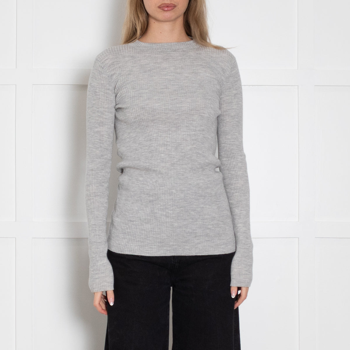 Brunello Cucinelli Pale Grey Wool/Cashmere Mix/DiamanteN/Line Detail Jumper