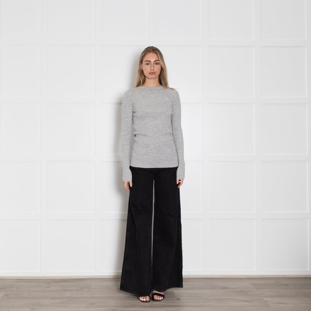 Brunello Cucinelli Pale Grey Wool/Cashmere Mix/DiamanteN/Line Detail Jumper