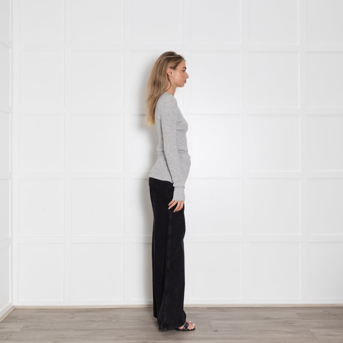 Brunello Cucinelli Pale Grey Wool/Cashmere Mix/DiamanteN/Line Detail Jumper