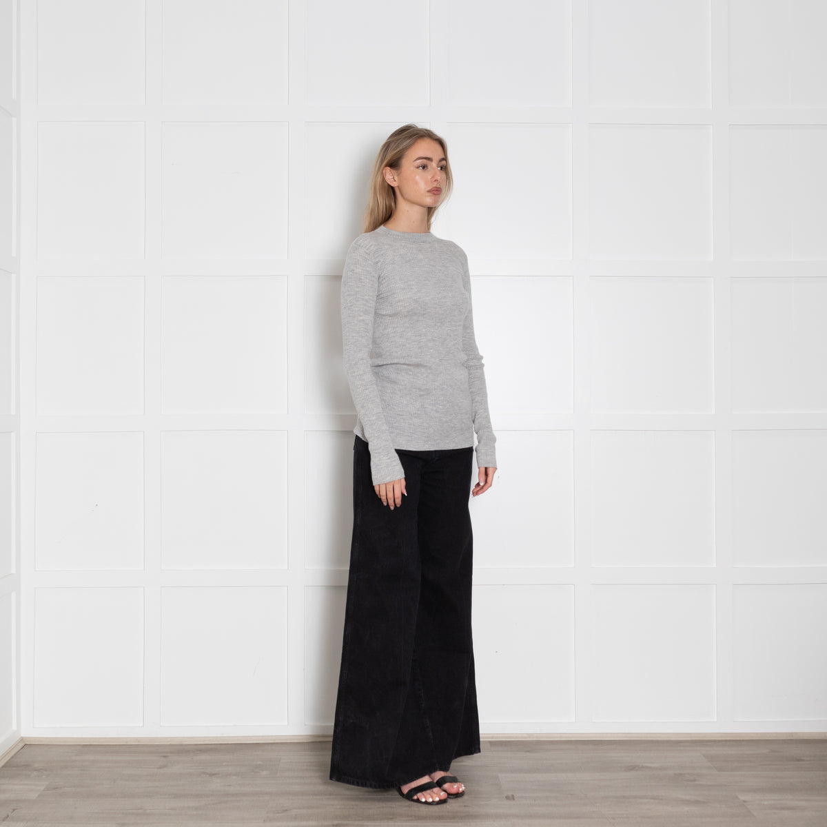 Brunello Cucinelli Pale Grey Wool/Cashmere Mix/DiamanteN/Line Detail Jumper