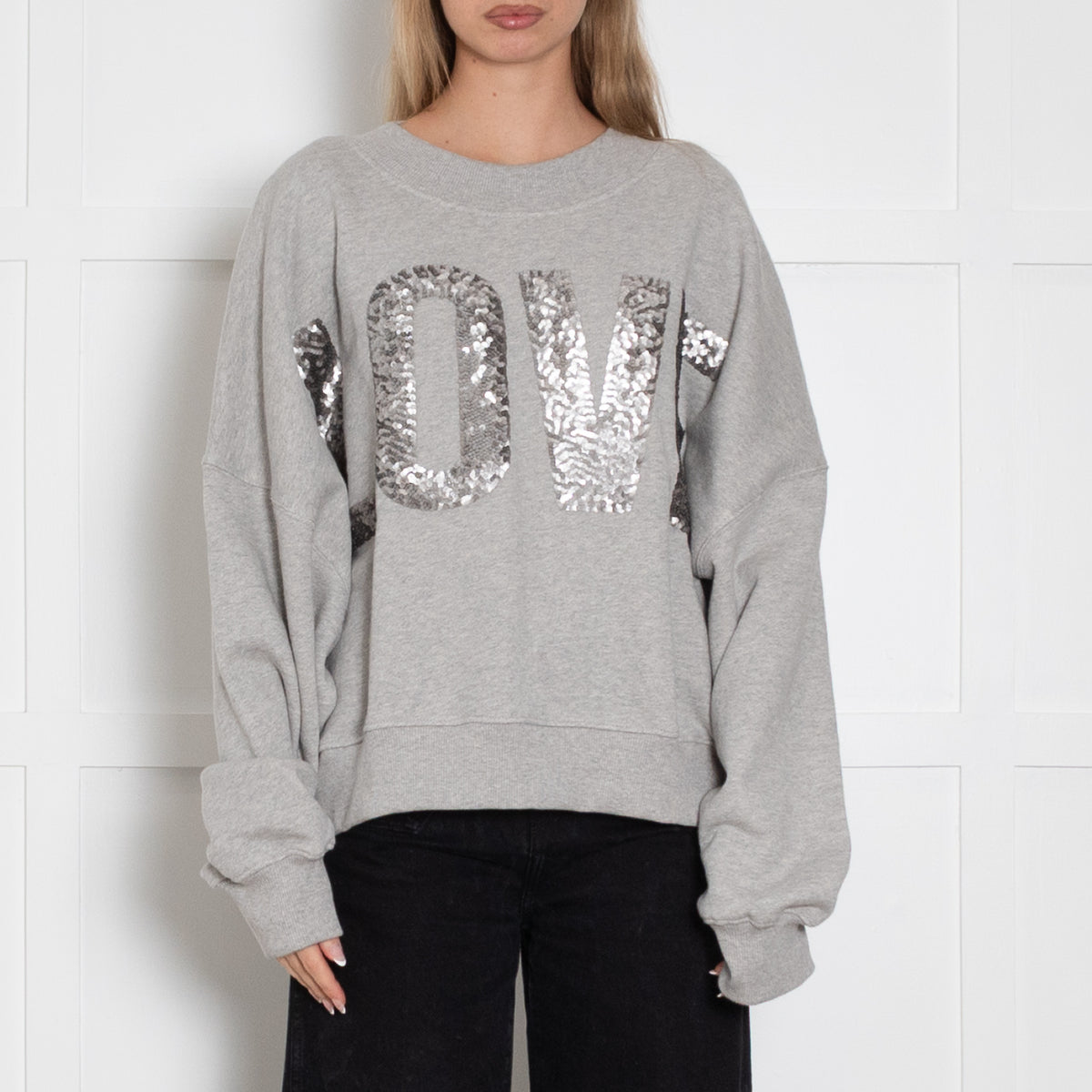 Mikuta Grey Love Sequin Sweatshirt