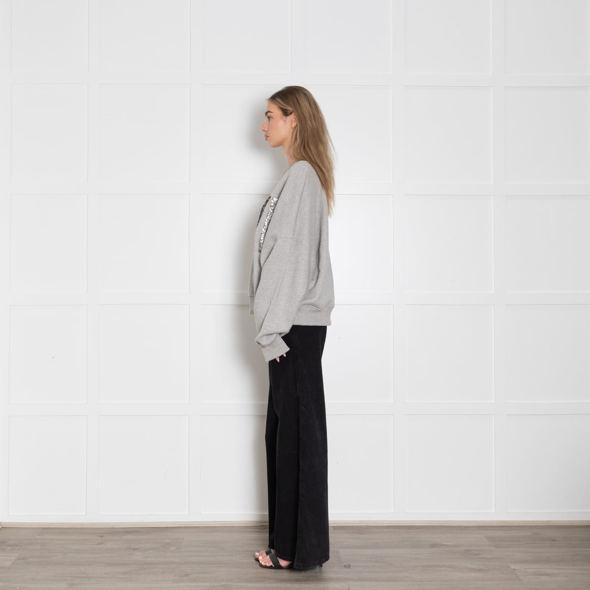 Mikuta Grey Love Sequin Sweatshirt