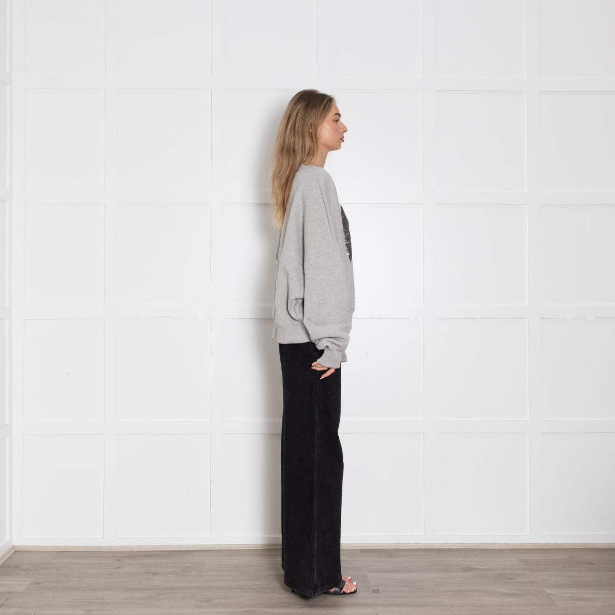 Mikuta Grey Love Sequin Sweatshirt