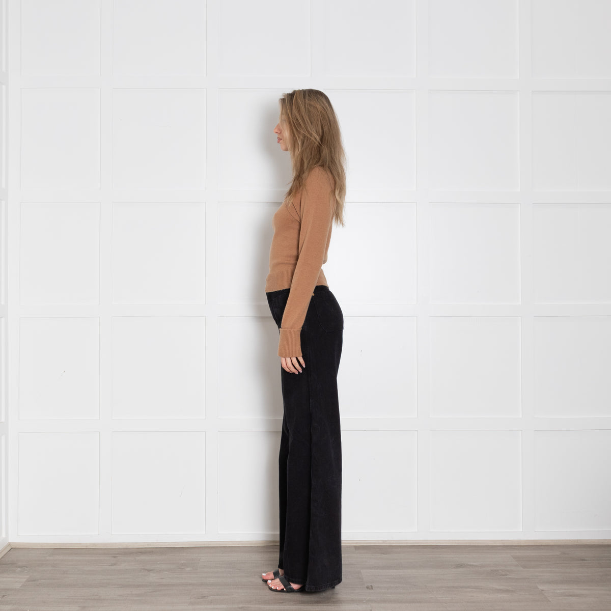 Paige Tan Cutout Rollneck Jumper