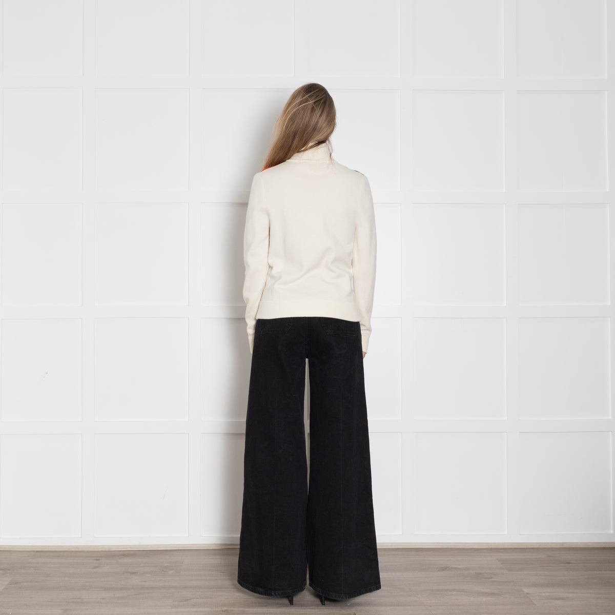 Stella McCartney Cream High Neck Zip Jacket With Blue And Orange Stripe