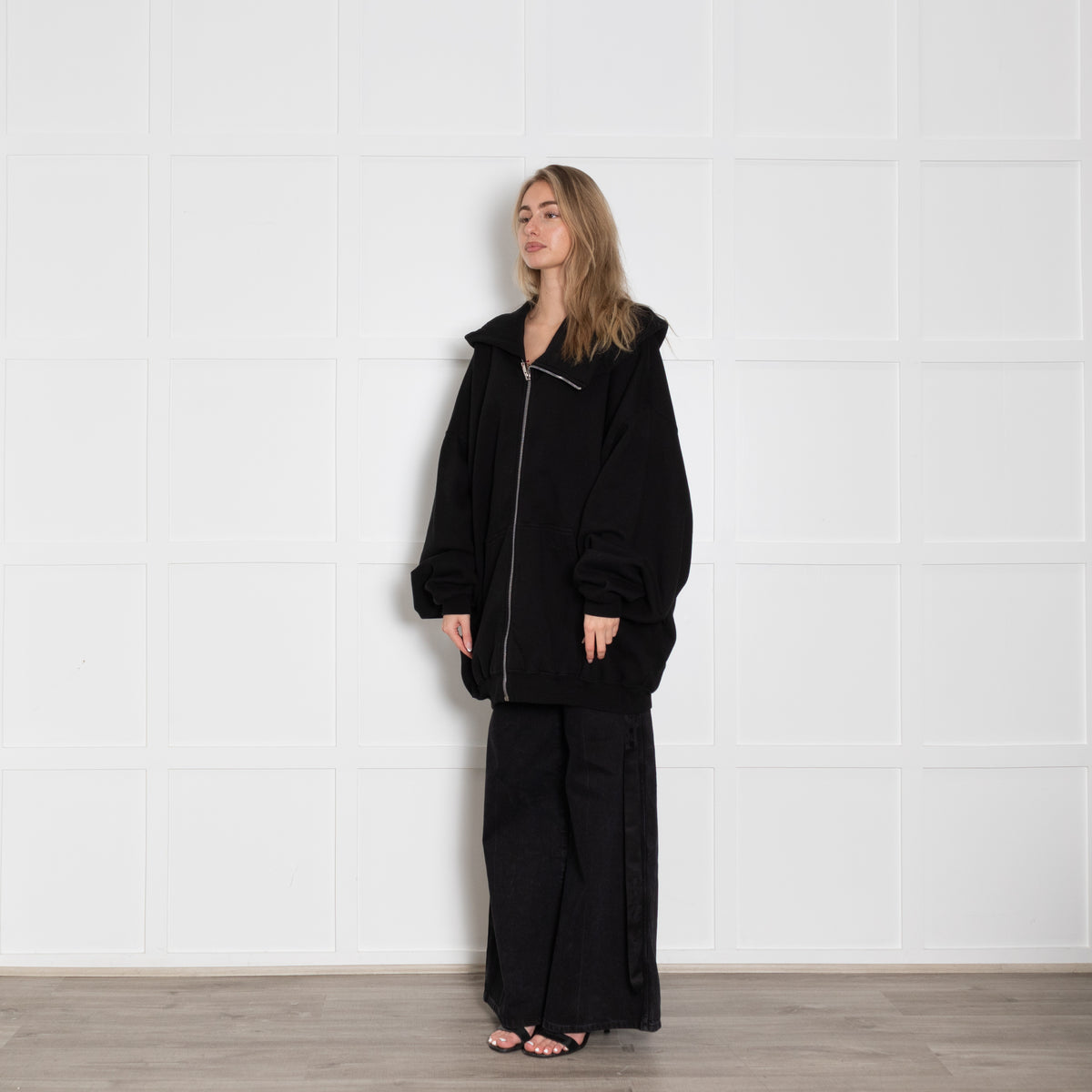 Rick Owens DArkshadow Megamountain Black Jersey Hooded Zip Top