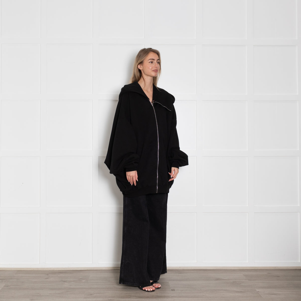 Rick Owens DArkshadow Megamountain Black Jersey Hooded Zip Top