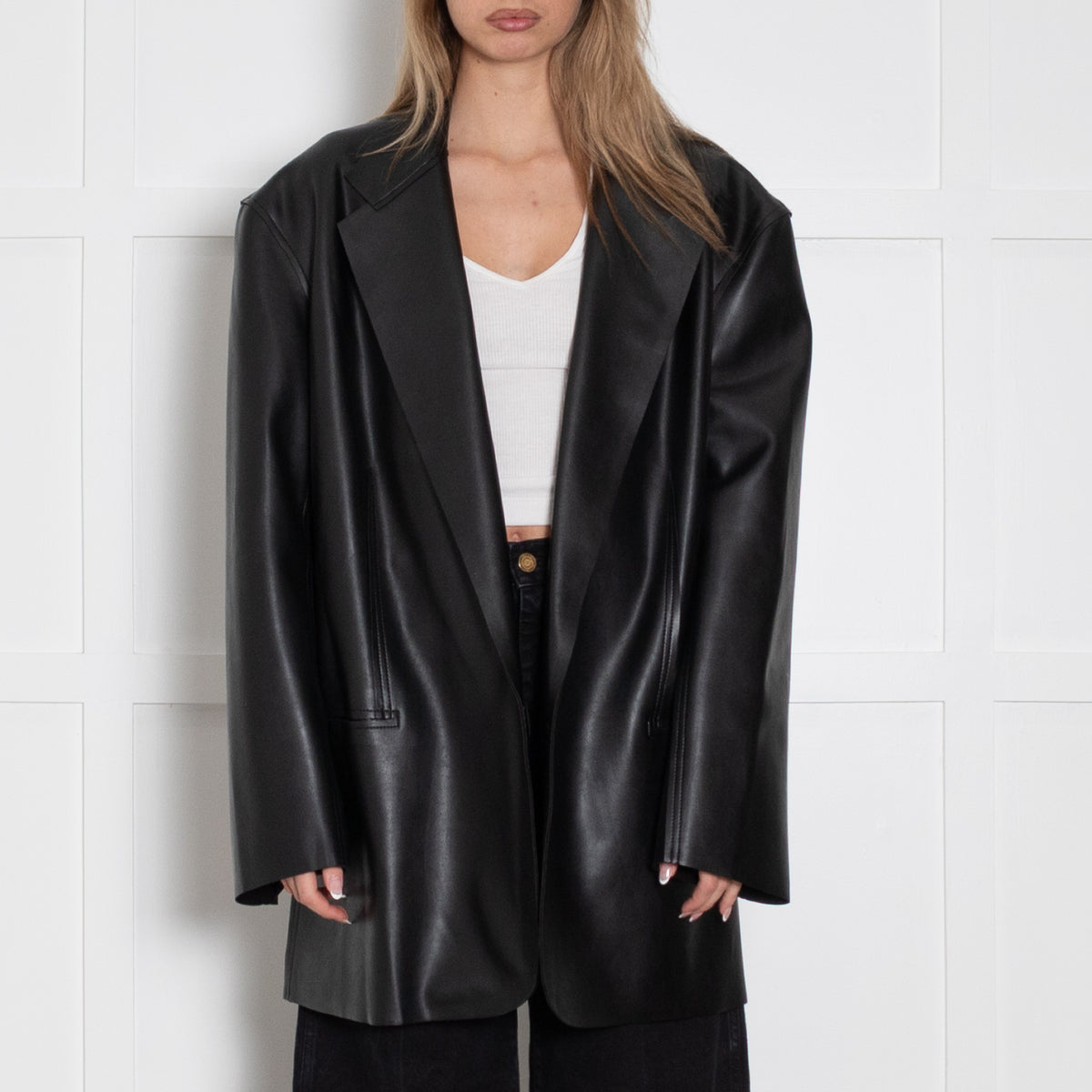 Norma Kamali Faux Leather Blazer